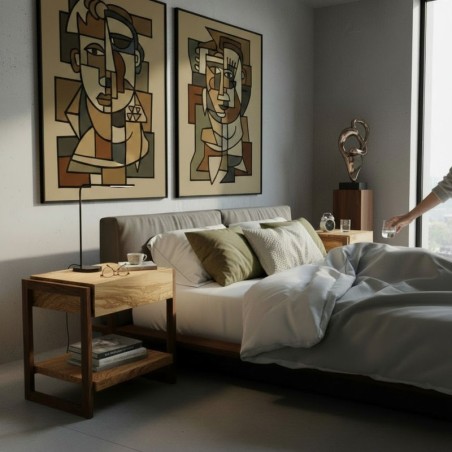 Pair of Bedside Tables – Olive Ash & Walnut