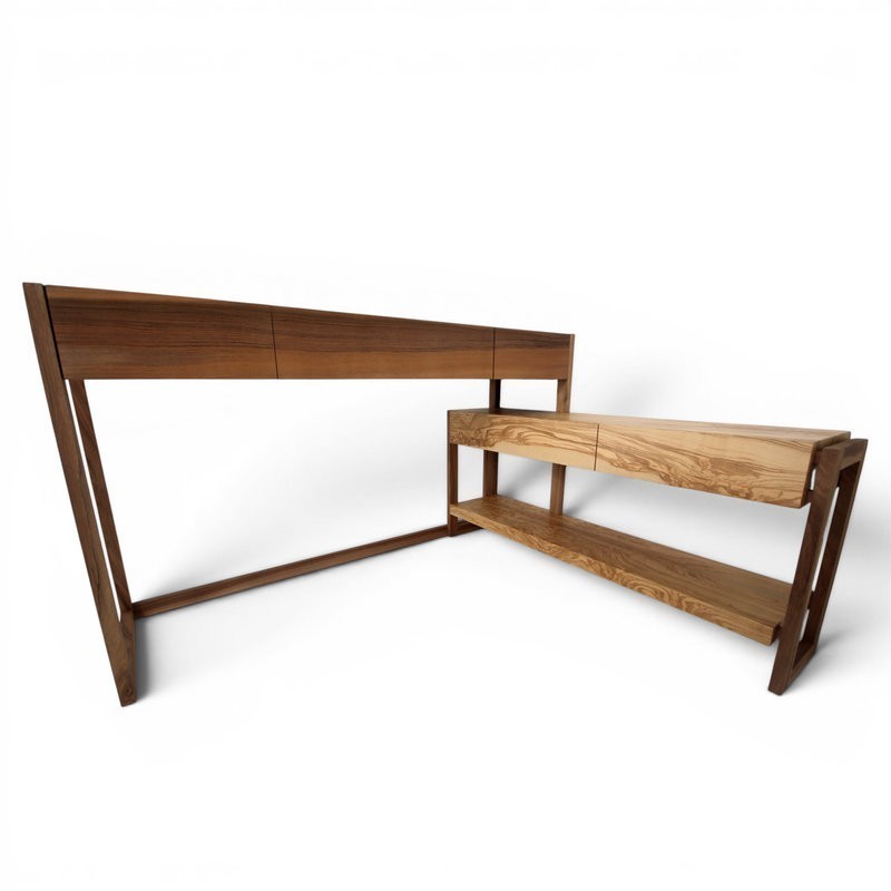 Bureau & console - Noyer & Frêne olivier