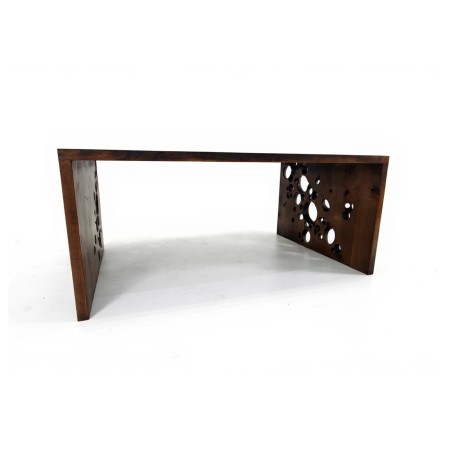 Table basse sculptée - merisier teinté