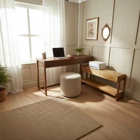 Bureau & console - Noyer & Frêne olivier