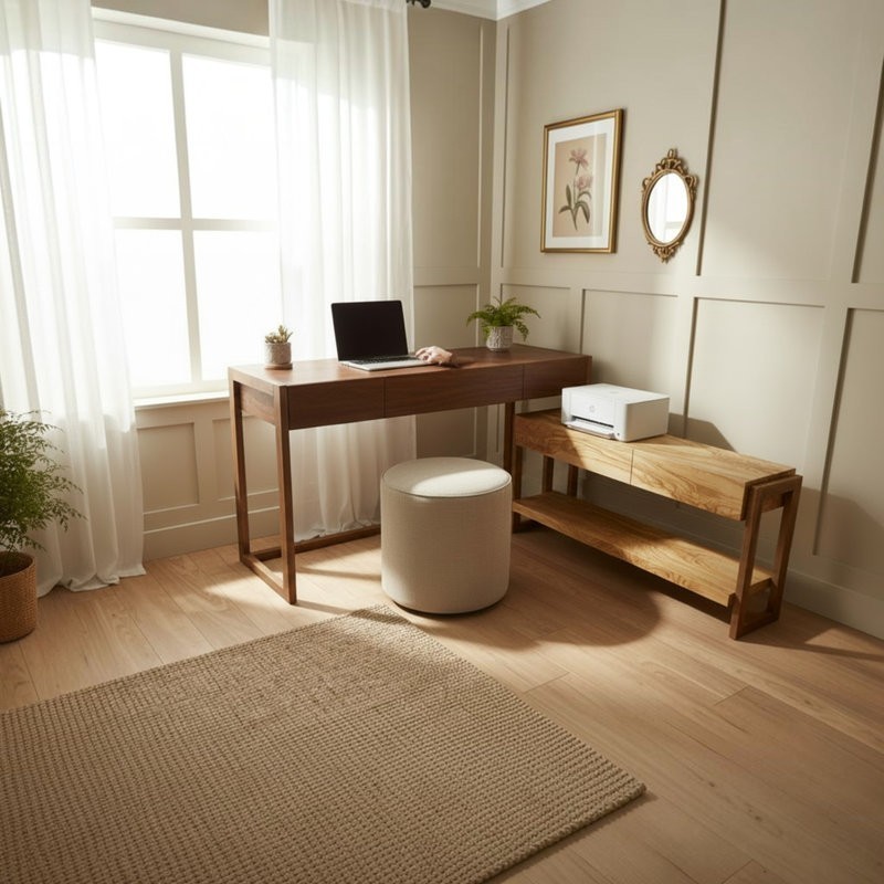 Desk & Console – Walnut & Olive Ash