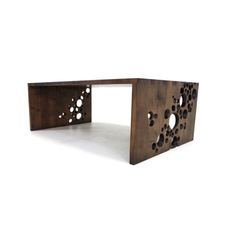 Table basse sculptée - merisier teinté