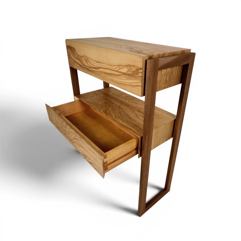 Console 2 tiroirs - Frêne olivier & Noyer