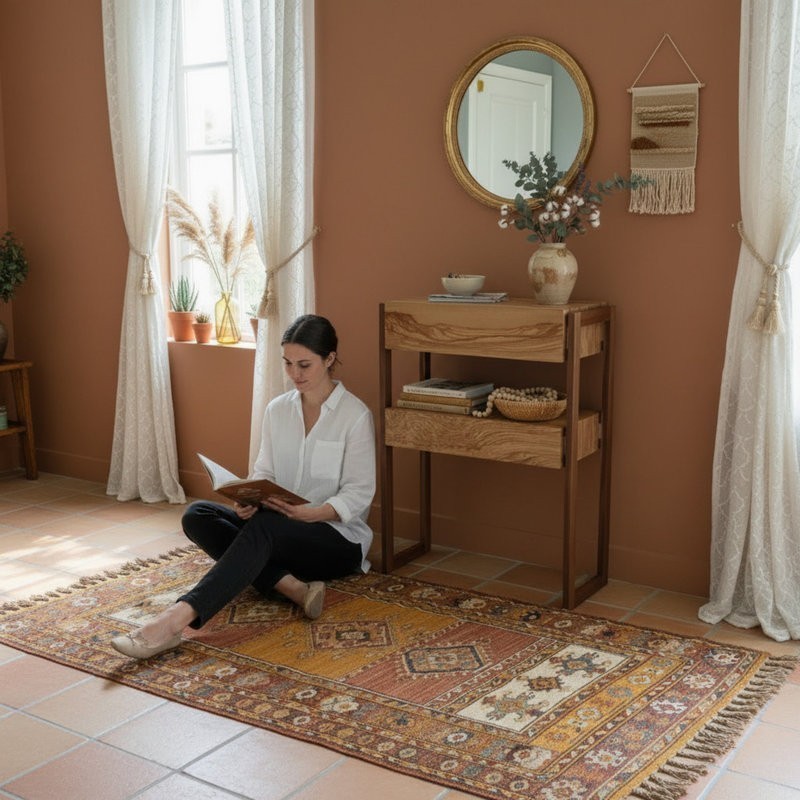 Console 2 tiroirs - Frêne olivier & Noyer