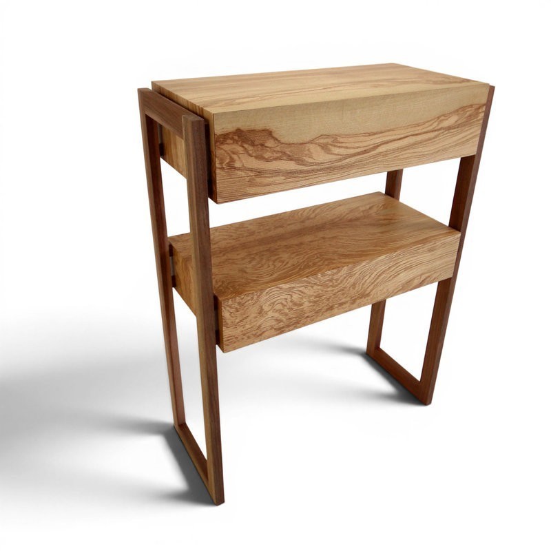 Console 2 tiroirs - Frêne olivier & Noyer