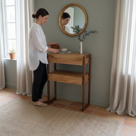 2-Drawer Console – Olive Ash & Walnut