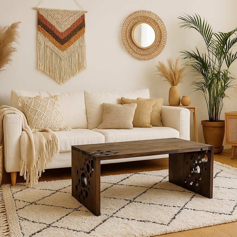 Carved coffee table – Stained Cherry Wood