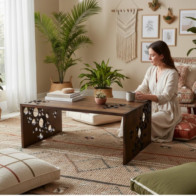 Carved coffee table – Stained Cherry Wood