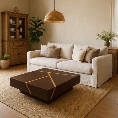 Table basse wengé et filet & movingui